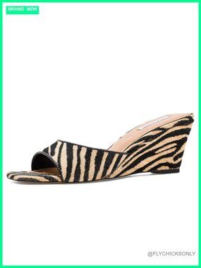 Women's Wedge Sandals Slingback Open Toe Raffia Slip On Wedding